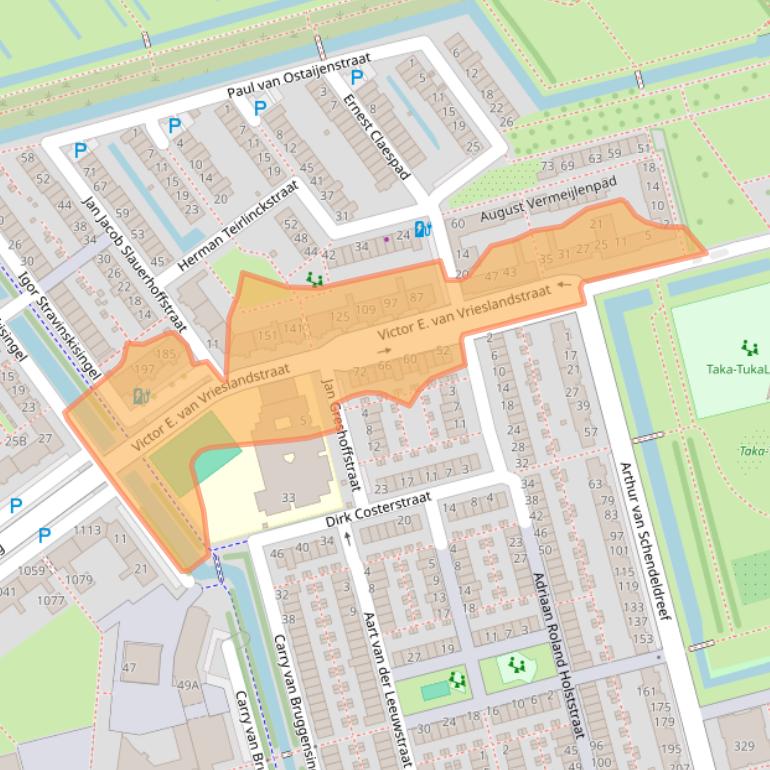 Kaart van postcodegebied 3069WC.