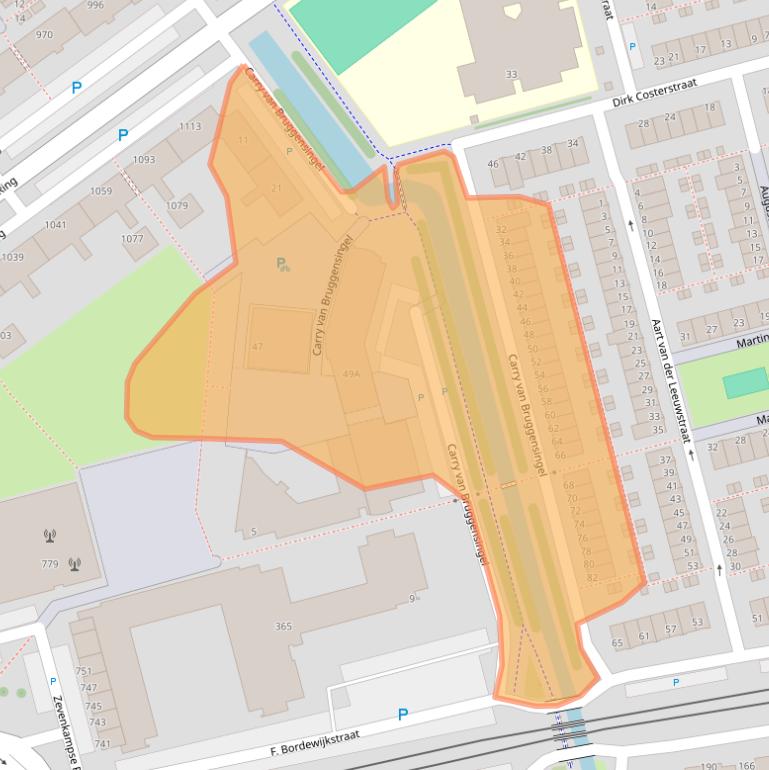 Kaart van postcodegebied 3069WD.