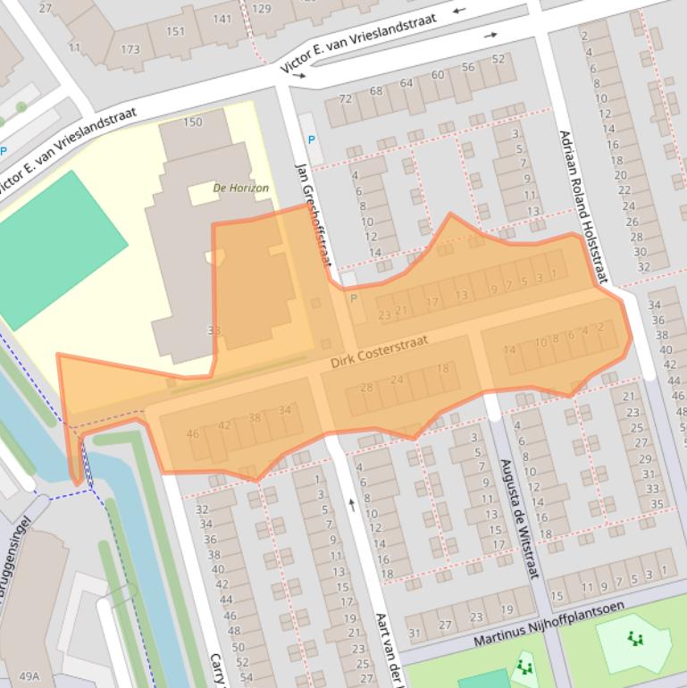 Kaart van postcodegebied 3069WE.