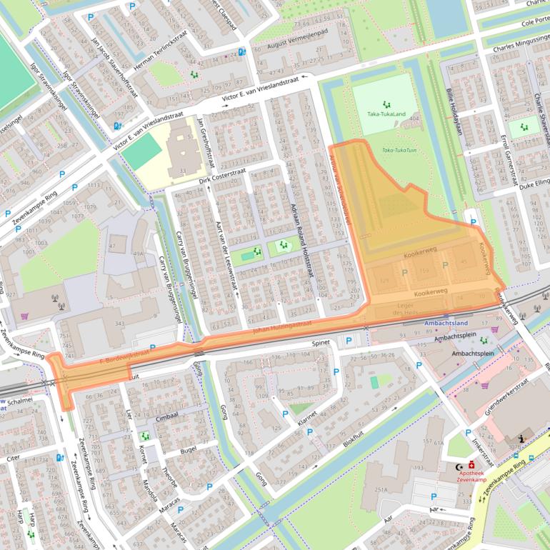 Kaart van postcodegebied 3069WP.