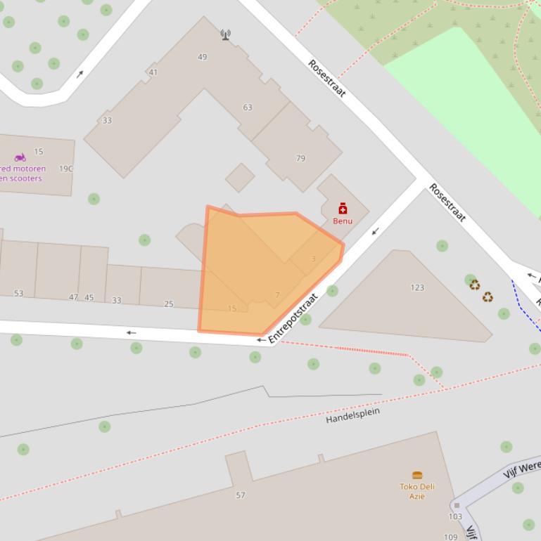 Kaart van postcodegebied 3071JA.