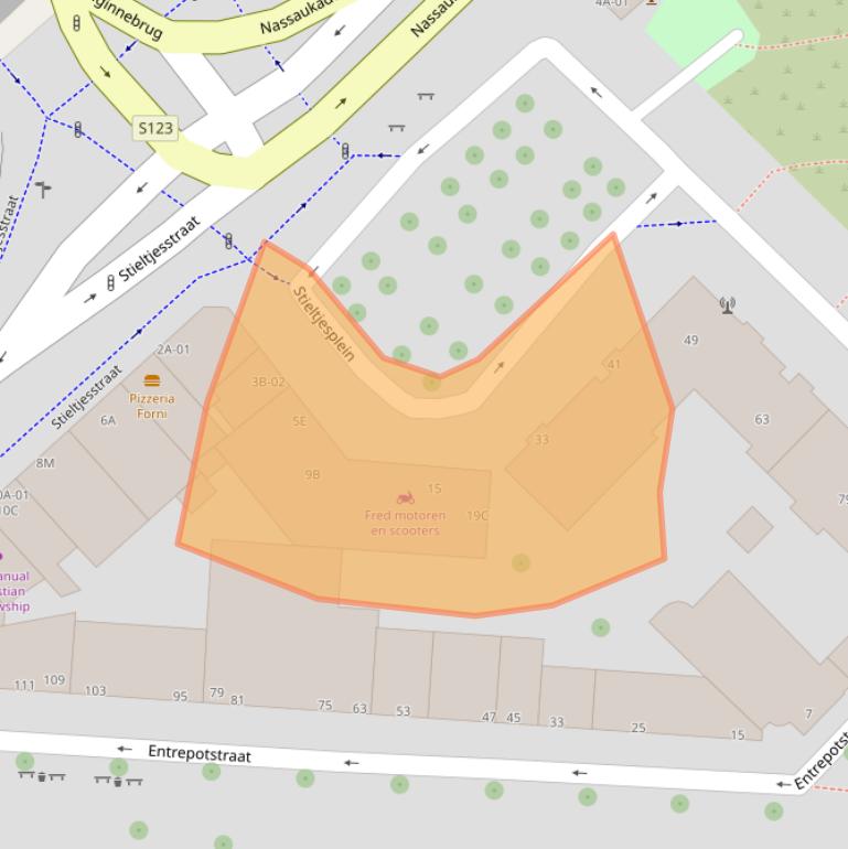 Kaart van postcodegebied 3071JS.