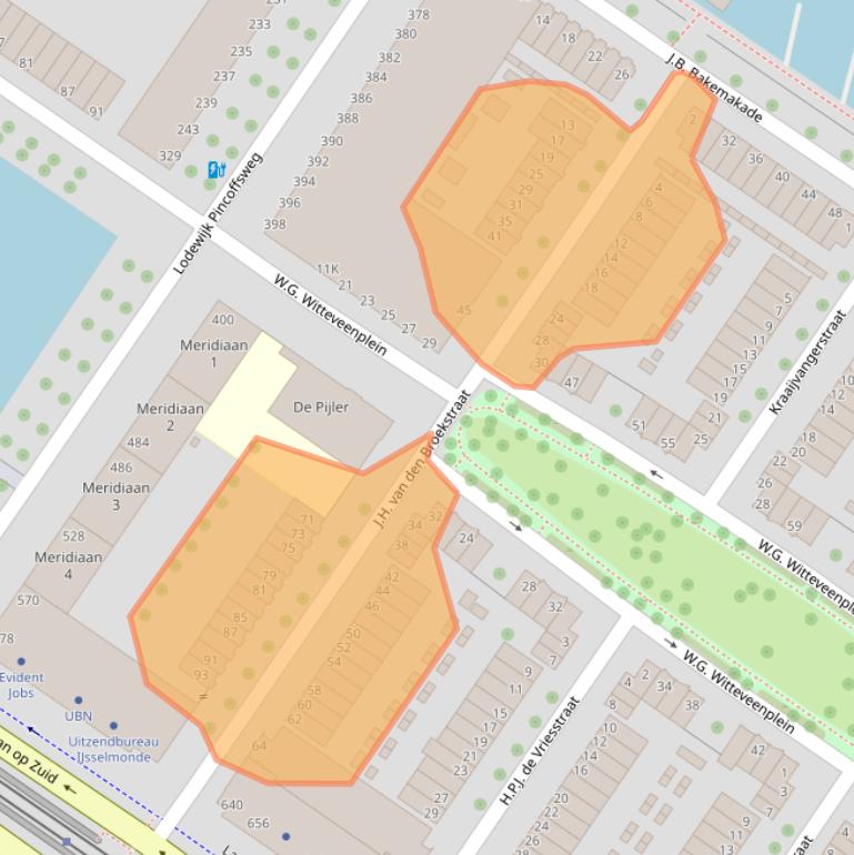 Kaart van postcodegebied 3071MB.