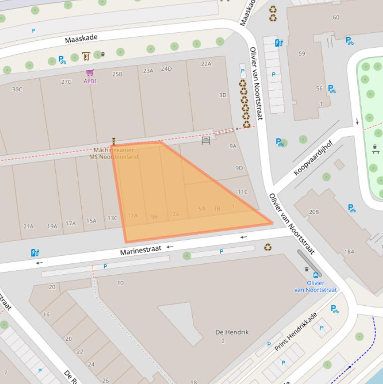 Kaart van postcodegebied 3071PB.