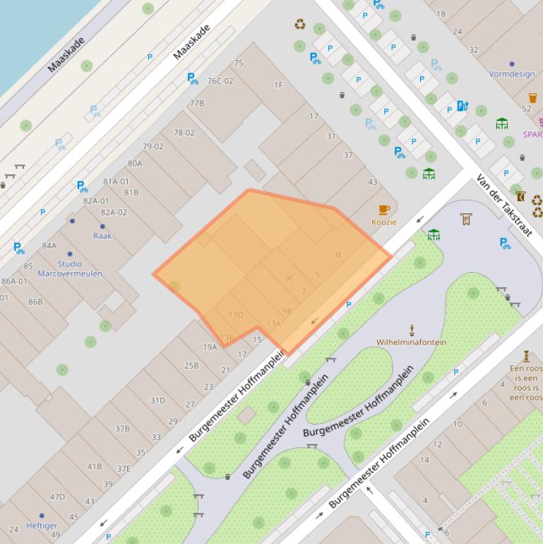 Kaart van postcodegebied 3071XA.