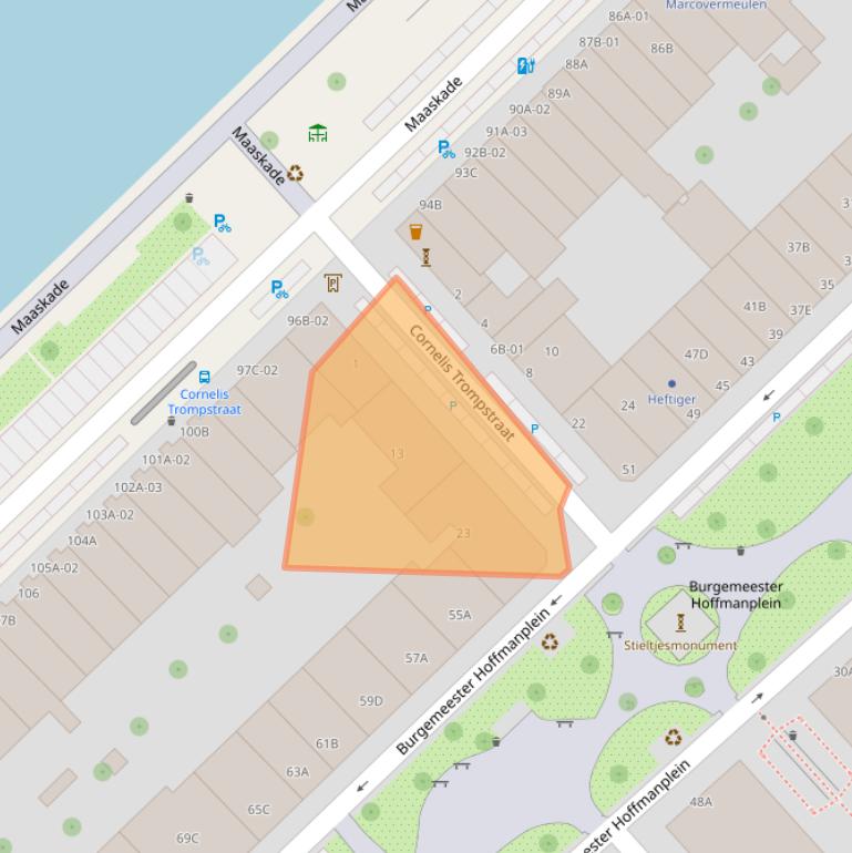 Kaart van postcodegebied 3071XT.