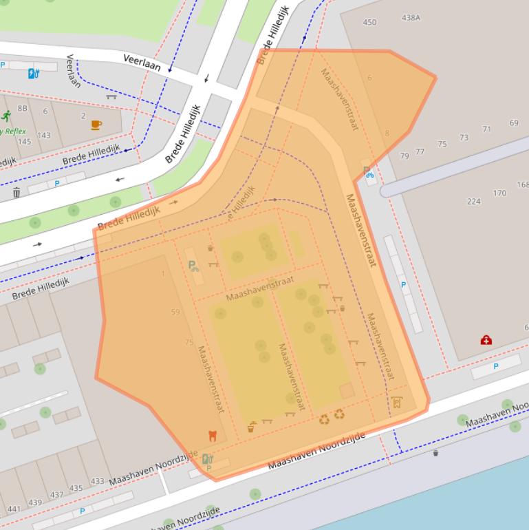 Kaart van postcodegebied 3072AW.