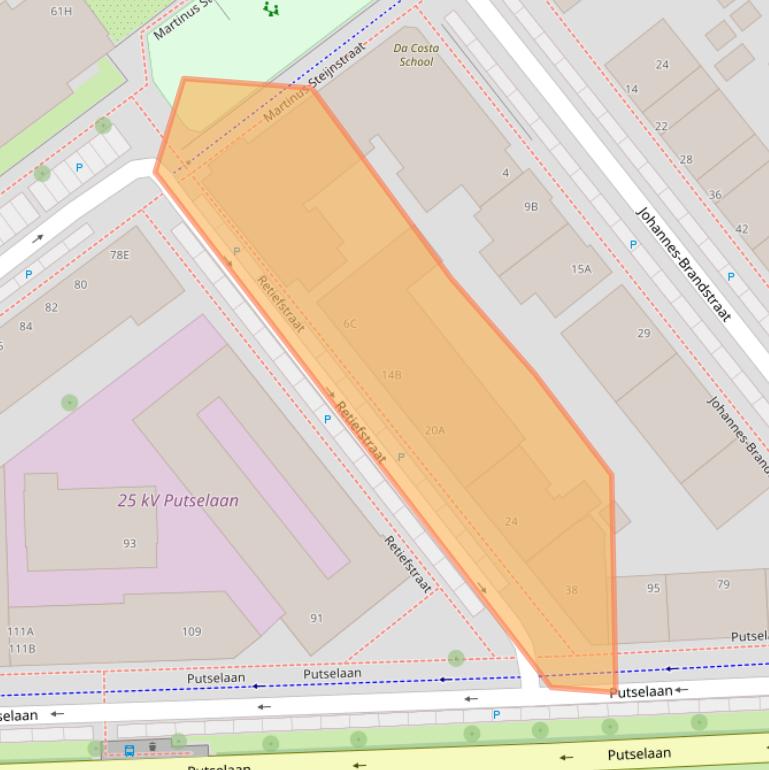 Kaart van postcodegebied 3072BJ.