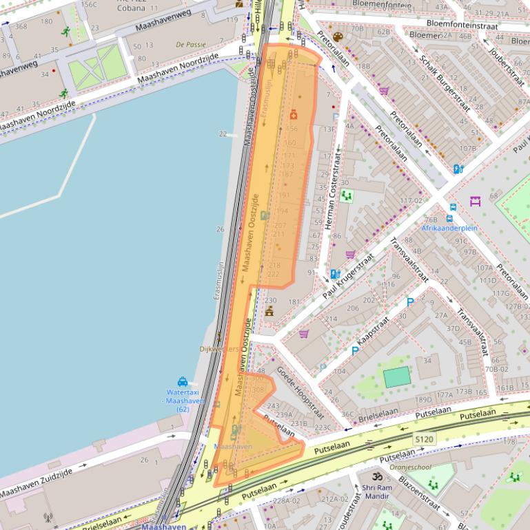 Kaart van postcodegebied 3072HS.