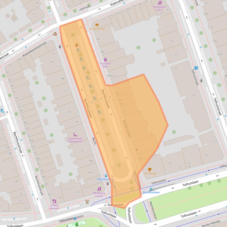 Kaart van postcodegebied 3072LE.