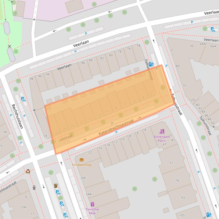 Kaart van postcodegebied 3072NP.