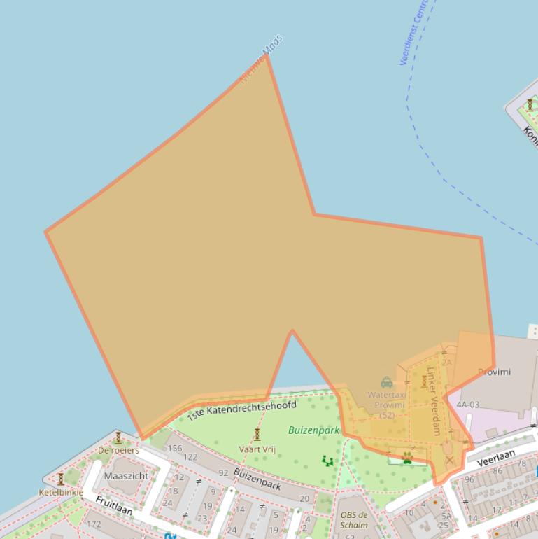 Kaart van postcodegebied 3072NZ.