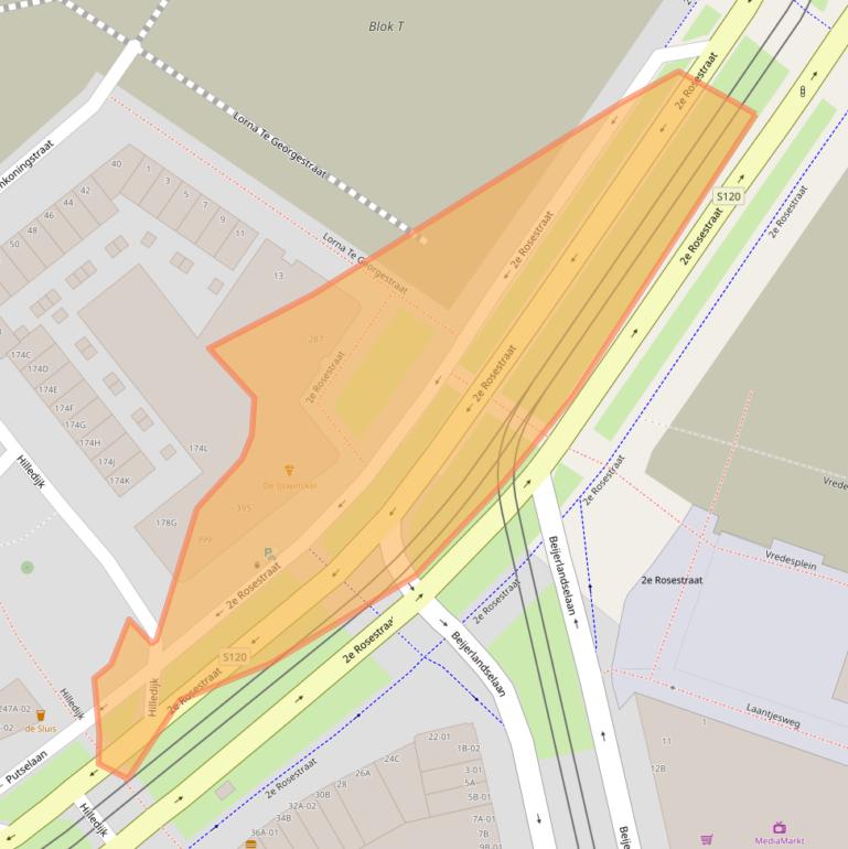 Kaart van postcodegebied 3072RX.