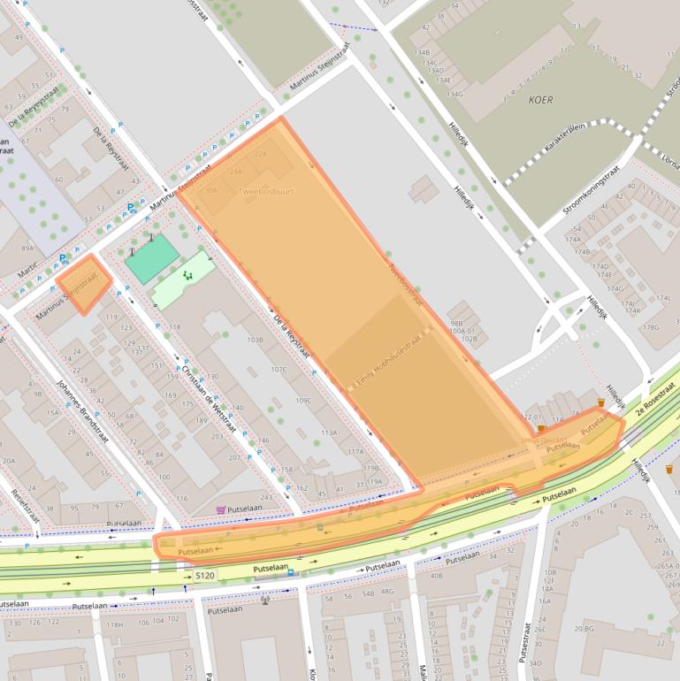 Kaart van postcodegebied 3072TT.