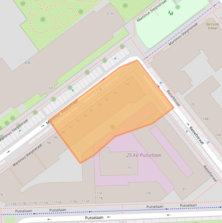 Kaart van postcodegebied 3072TW.