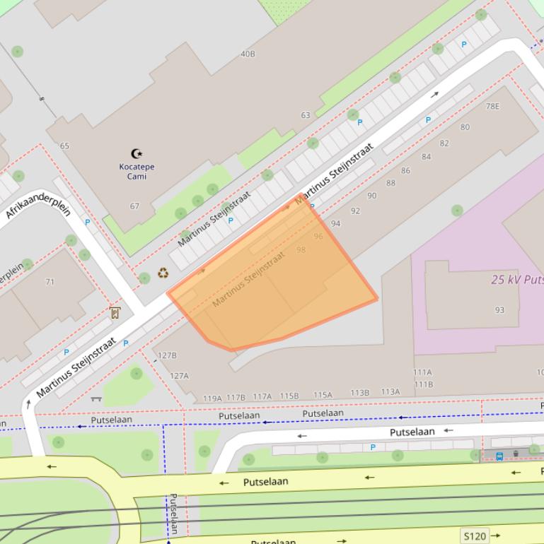 Kaart van postcodegebied 3072TX.