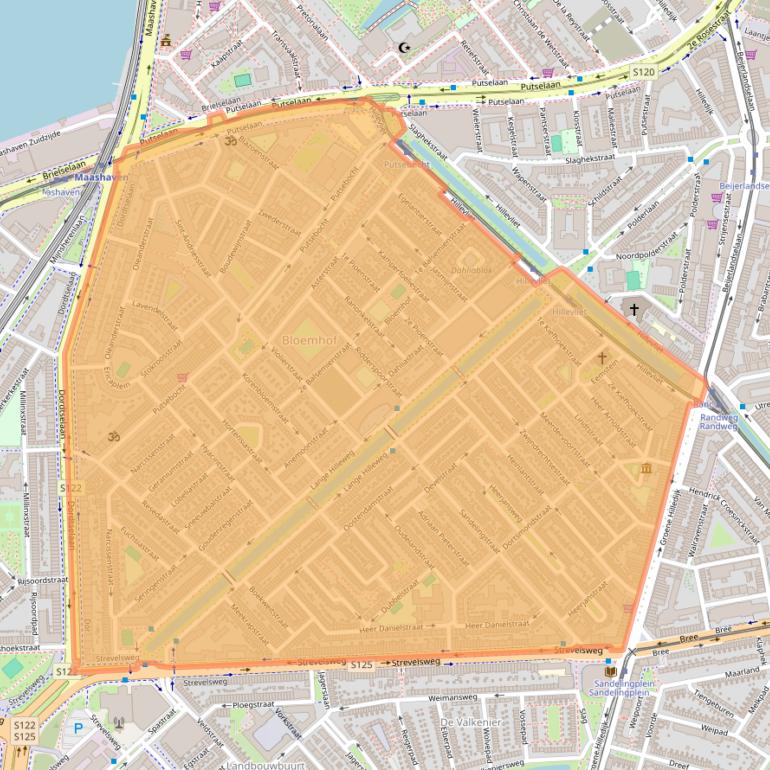 Kaartafbeelding, ingezoomd op postcodegebied 3073.