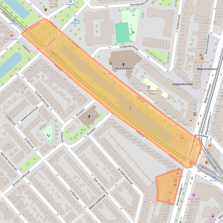 Kaart van postcodegebied 3073AA.