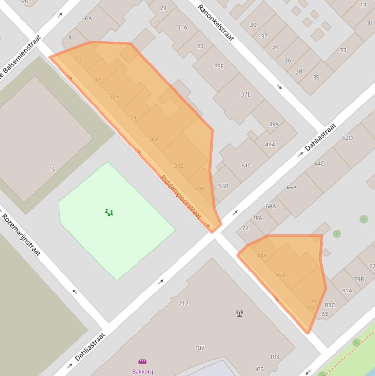 Kaart van postcodegebied 3073EW.
