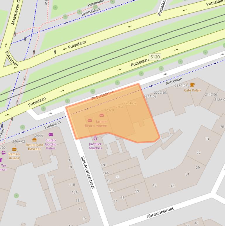 Kaart van postcodegebied 3073JN.