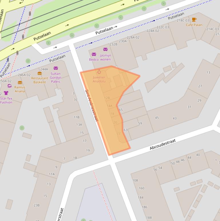 Kaart van postcodegebied 3073JT.