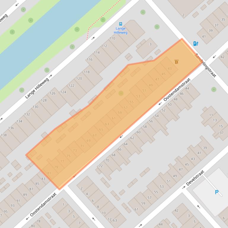 Kaart van postcodegebied 3073NC.