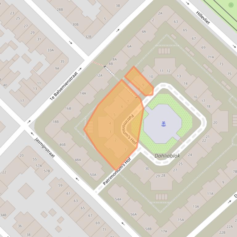 Kaart van postcodegebied 3073VS.