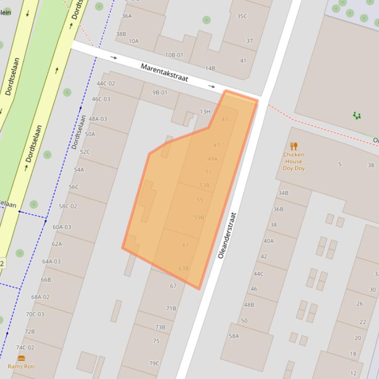 Kaart van postcodegebied 3073WN.