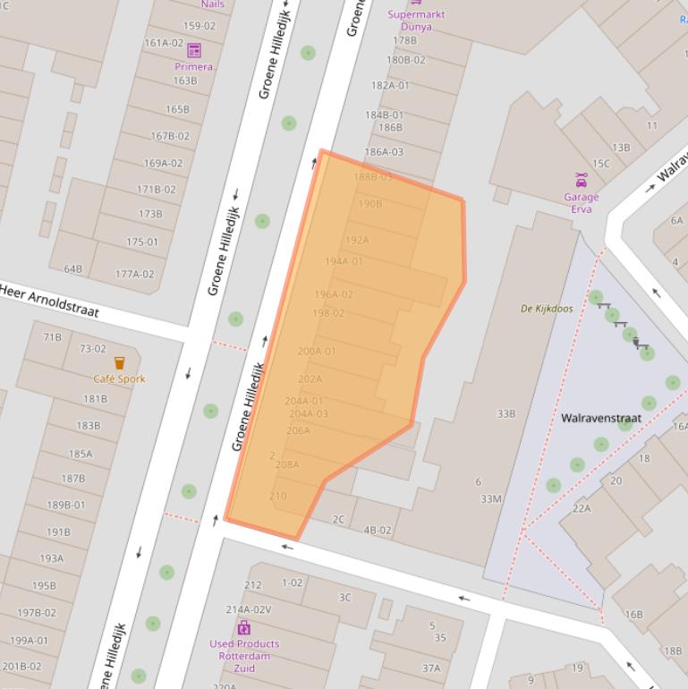 Kaart van postcodegebied 3074AB.