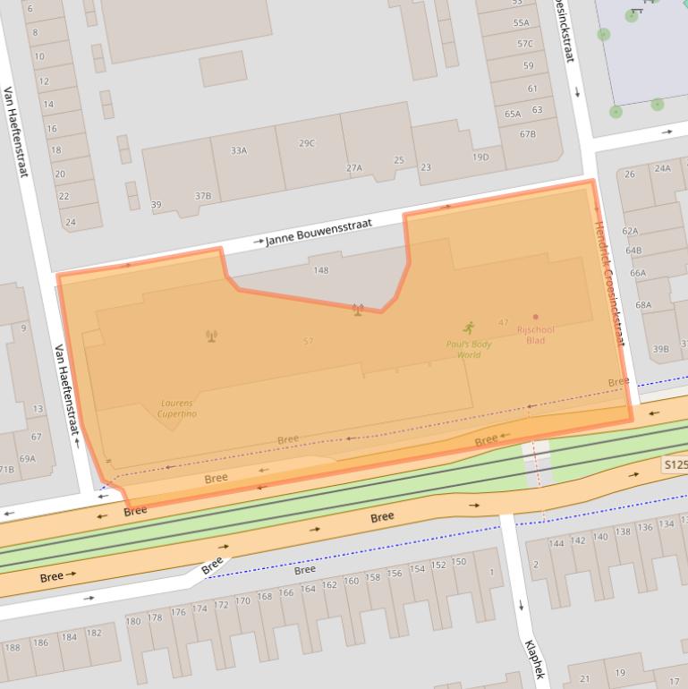 Kaart van postcodegebied 3074BC.