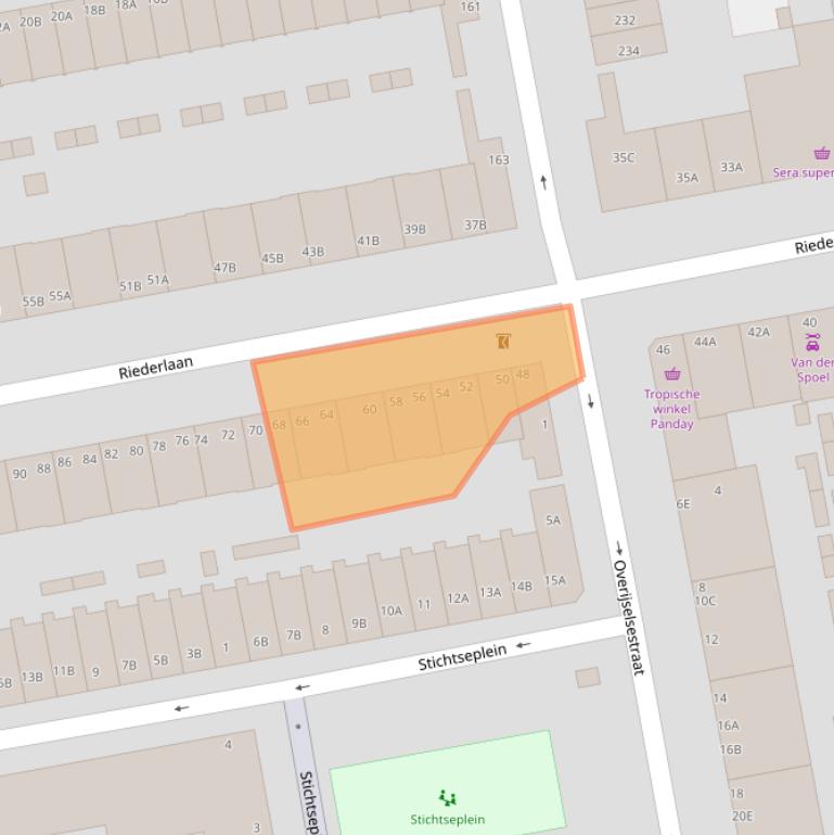 Kaart van postcodegebied 3074CJ.