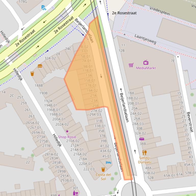 Kaart van postcodegebied 3074EA.