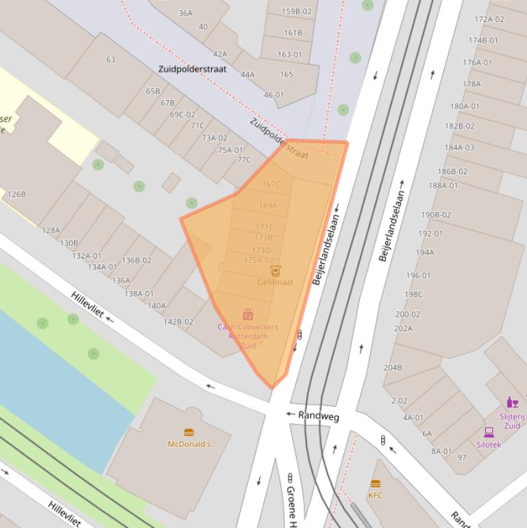 Kaart van postcodegebied 3074EH.