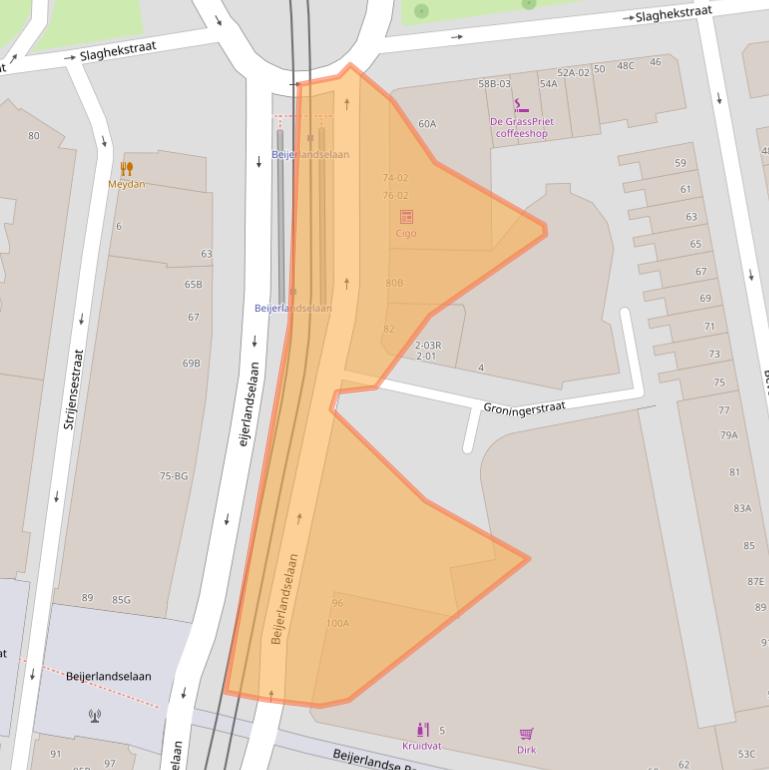 Kaart van postcodegebied 3074EM.