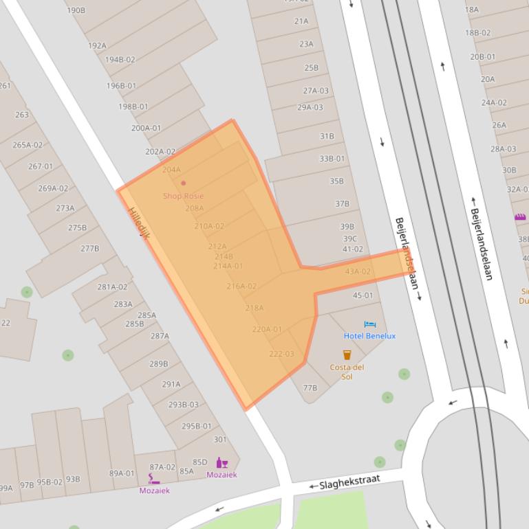 Kaart van postcodegebied 3074GB.