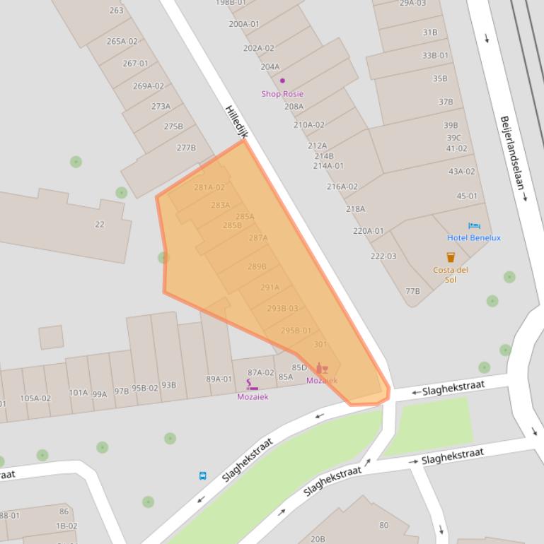 Kaart van postcodegebied 3074GD.