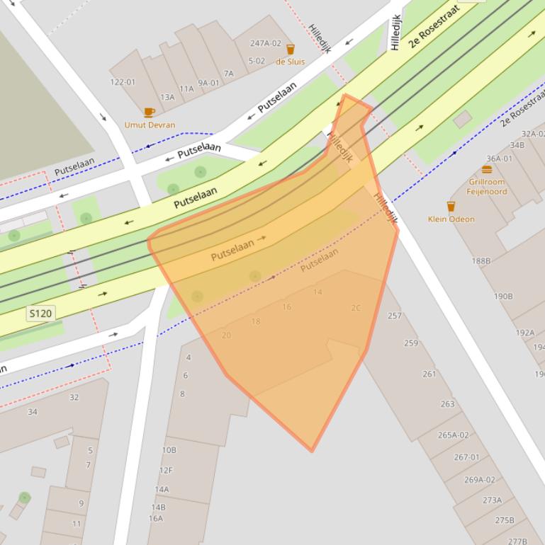 Kaart van postcodegebied 3074JA.