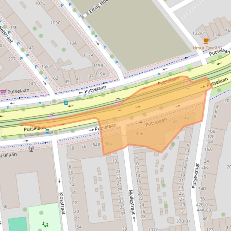 Kaart van postcodegebied 3074JB.