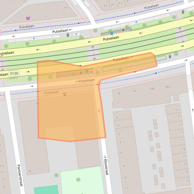 Kaart van postcodegebied 3074JD.