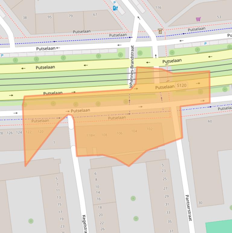 Kaart van postcodegebied 3074JE.