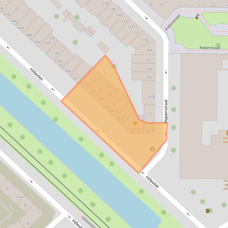 Kaart van postcodegebied 3074KC.