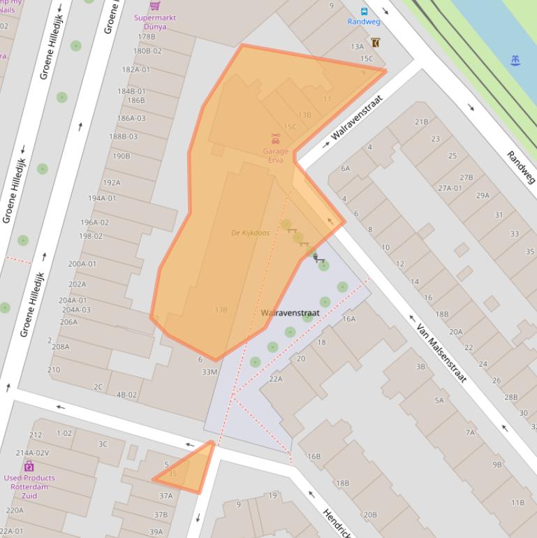 Kaart van postcodegebied 3074NL.