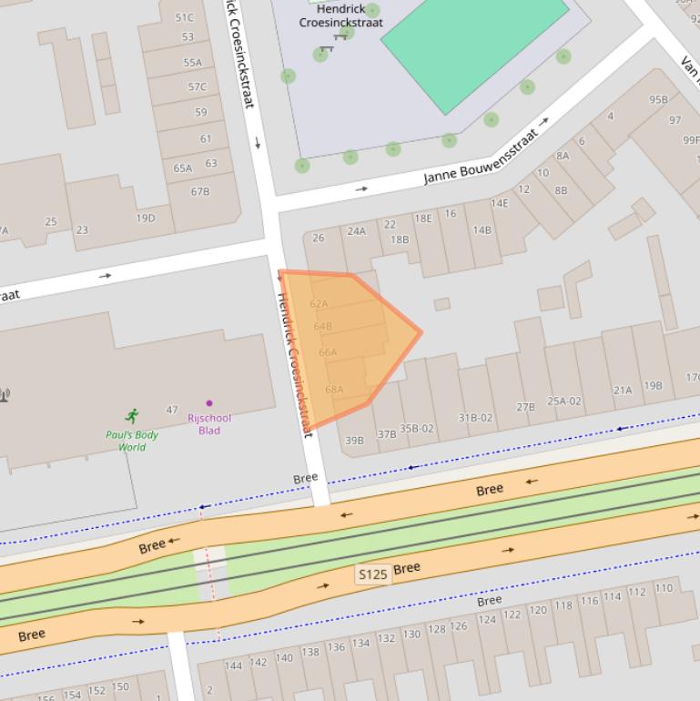 Kaart van postcodegebied 3074PJ.