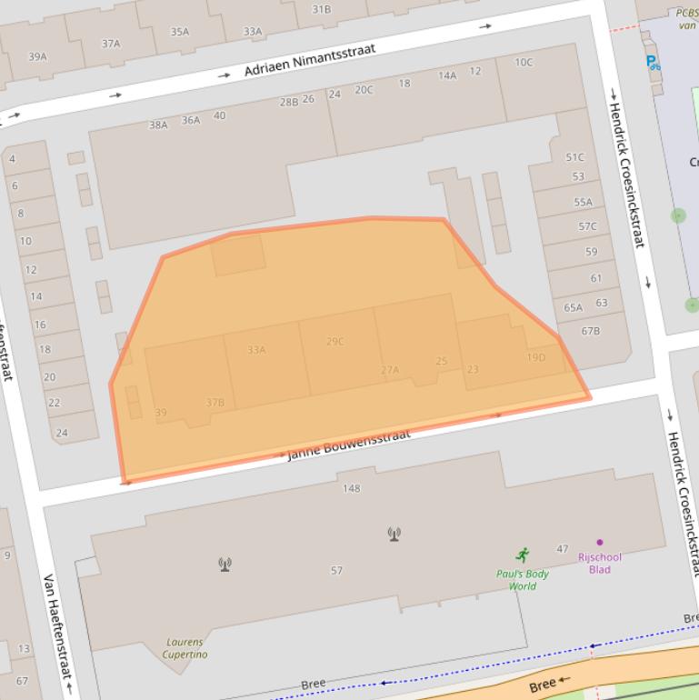 Kaart van postcodegebied 3074PL.