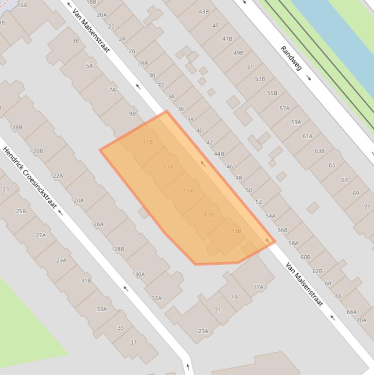 Kaart van postcodegebied 3074PR.