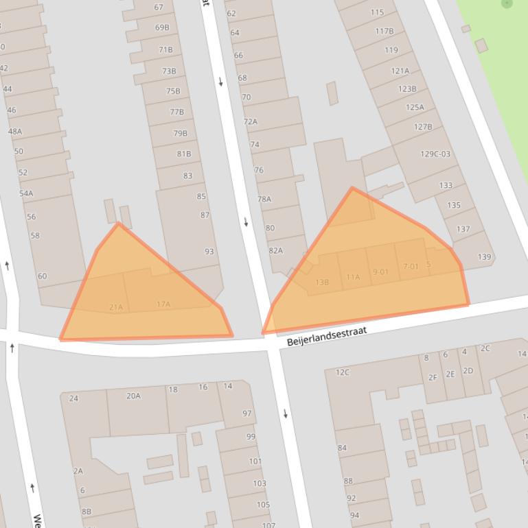 Kaart van postcodegebied 3074RA.