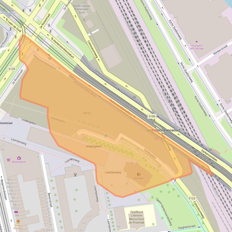 Kaart van postcodegebied 3074SN.