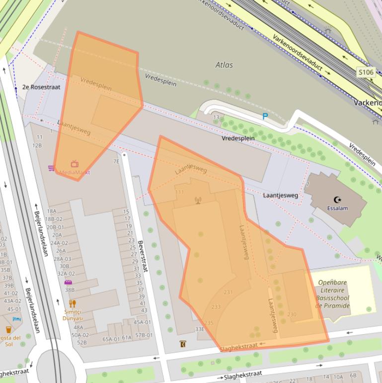 Kaart van postcodegebied 3074SZ.