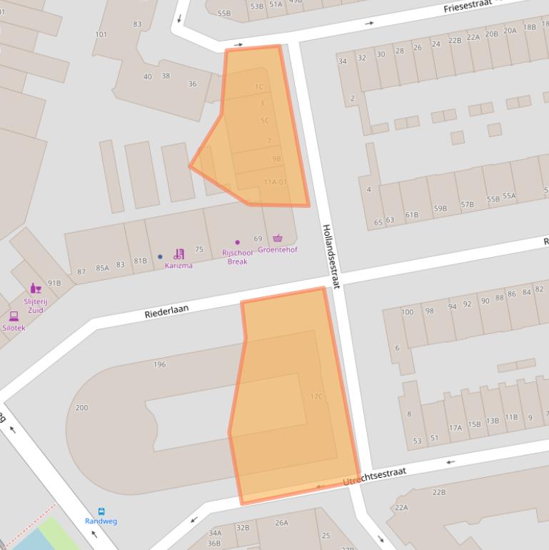 Kaart van postcodegebied 3074TH.