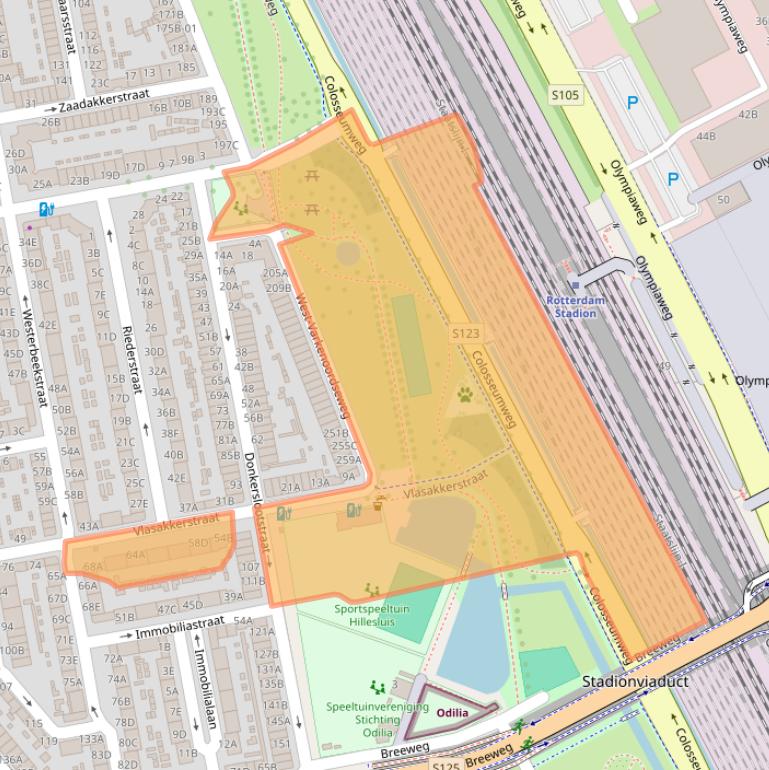 Kaart van postcodegebied 3074WX.